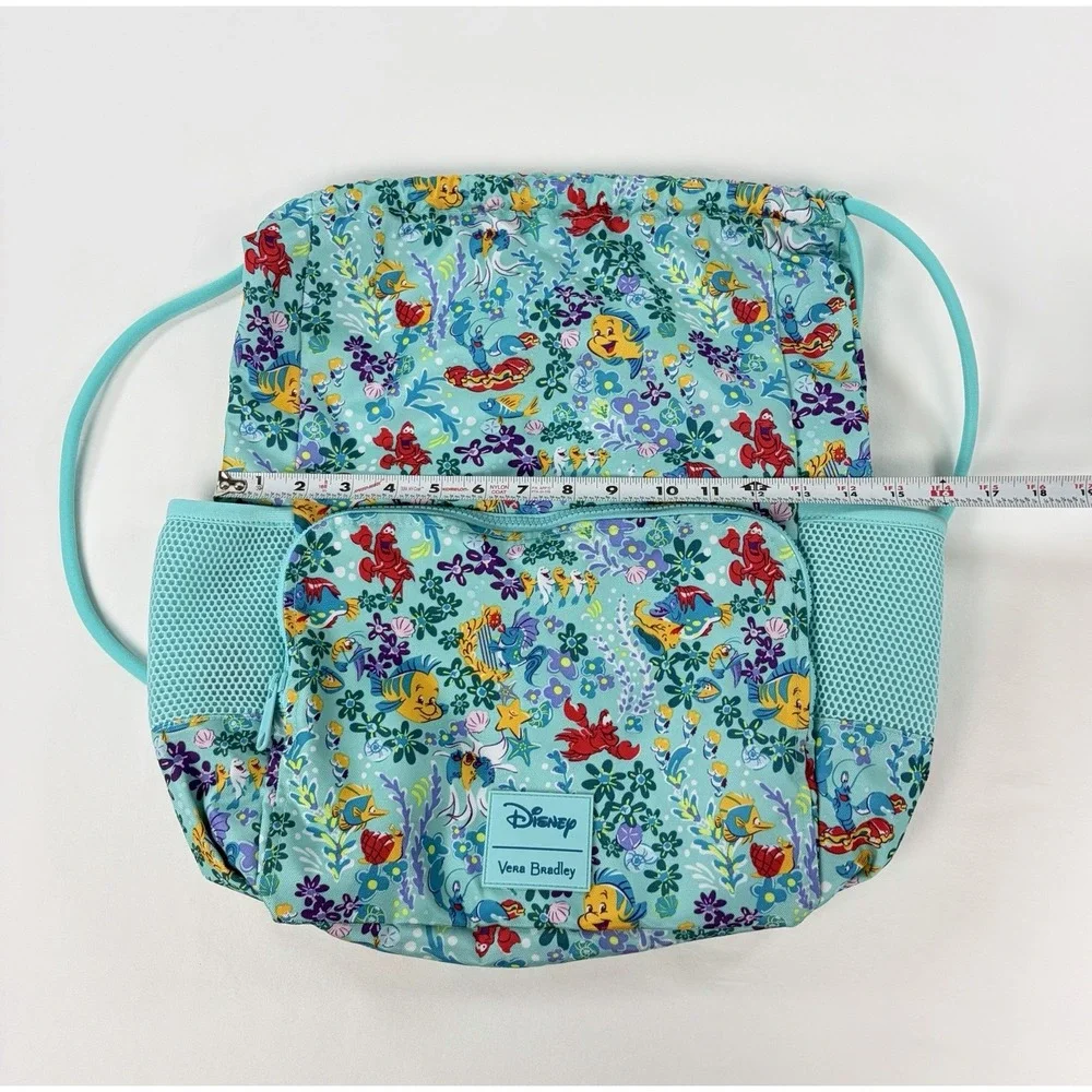 New Disney Vera Bradley Little Mermaid Ariel Flounder Drawstring Backpack Bag